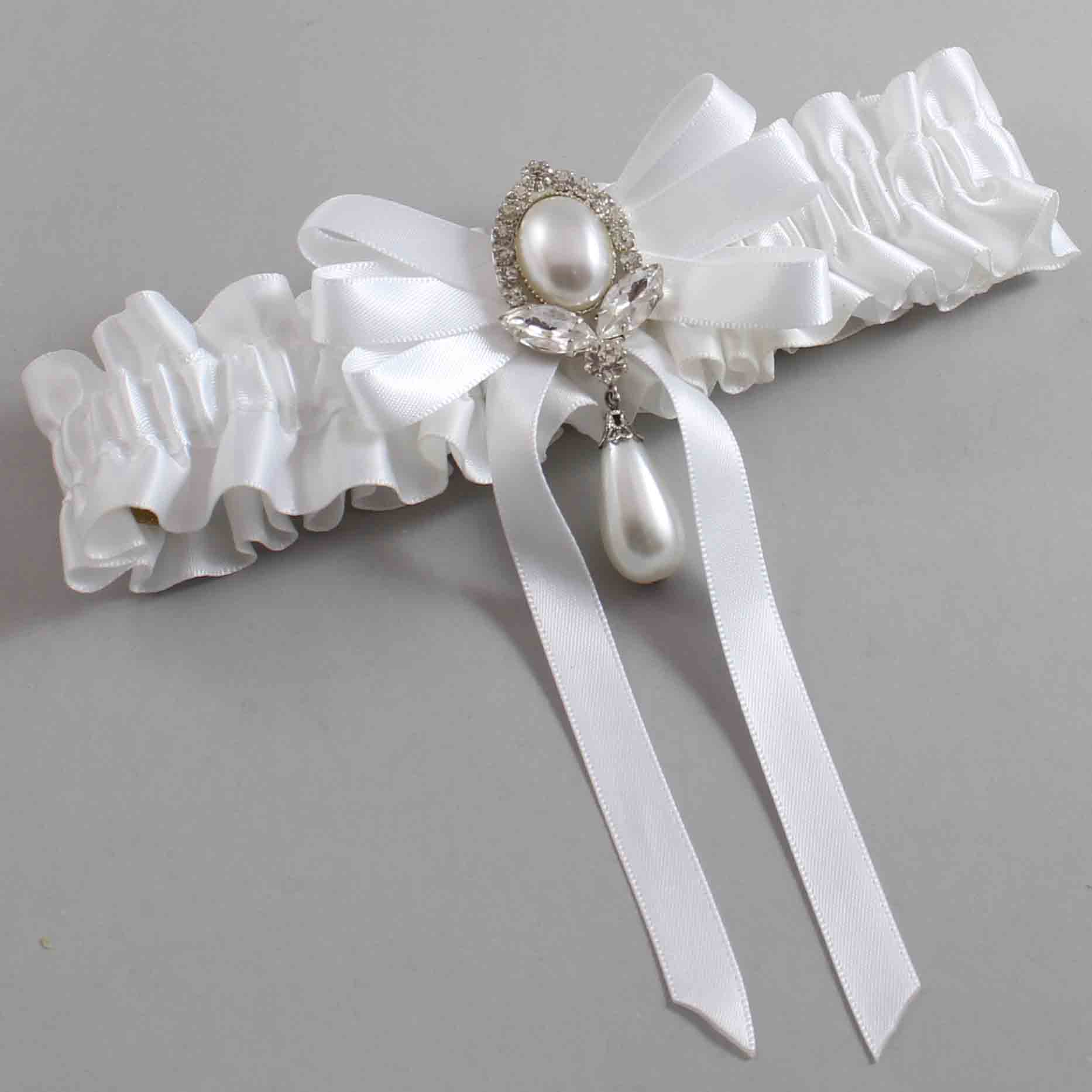 White Satin Wedding Garter / White Wedding Garters / Wedding Garter / Custom Wedding Garter / Bridal Garter / Prom Garter / Linda Joyce Couture / Personalized Garter / Personalized Wedding Garter / Personalized Prom Garter