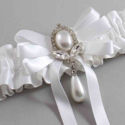 White Satin Wedding Garter / White Wedding Garters / Wedding Garter / Custom Wedding Garter / Bridal Garter / Prom Garter / Linda Joyce Couture / Personalized Garter / Personalized Wedding Garter / Personalized Prom Garter
