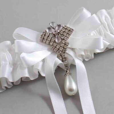 White Satin Wedding Garter / White Wedding Garters / Wedding Garter / Custom Wedding Garter / Bridal Garter / Prom Garter / Linda Joyce Couture / Personalized Garter / Personalized Wedding Garter / Personalized Prom Garter