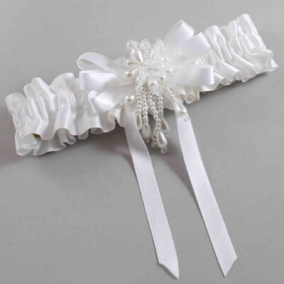 White Satin Wedding Garter / White Wedding Garters / Wedding Garter / Custom Wedding Garter / Bridal Garter / Prom Garter / Linda Joyce Couture / Personalized Garter / Personalized Wedding Garter / Personalized Prom Garter
