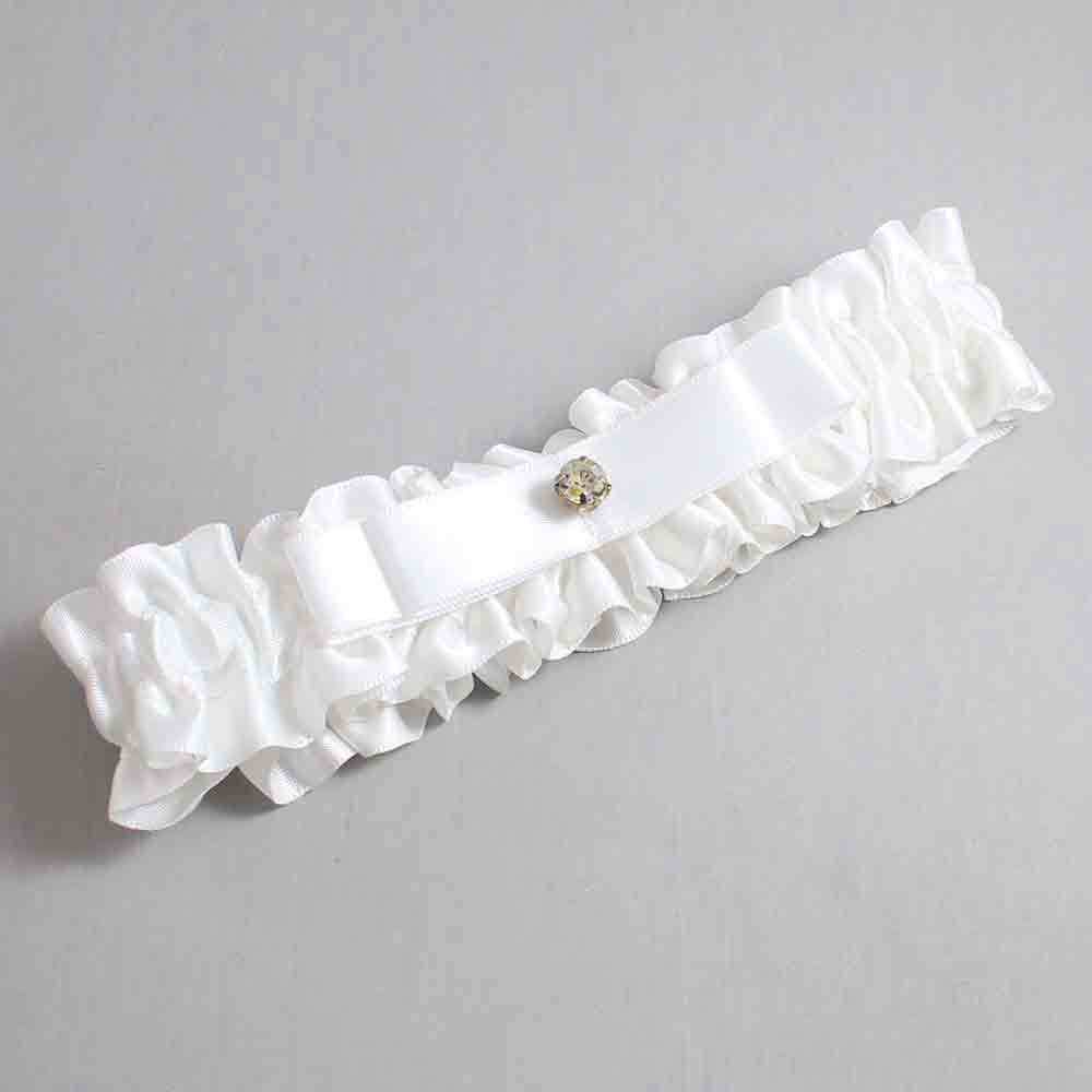 White Satin Wedding Garter / White Wedding Garters / Wedding Garter / Custom Wedding Garter / Bridal Garter / Prom Garter / Linda Joyce Couture / Personalized Garter / Personalized Wedding Garter / Personalized Prom Garter