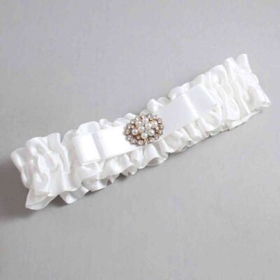 White Satin Wedding Garter / White Wedding Garters / Wedding Garter / Custom Wedding Garter / Bridal Garter / Prom Garter / Linda Joyce Couture / Personalized Garter / Personalized Wedding Garter / Personalized Prom Garter