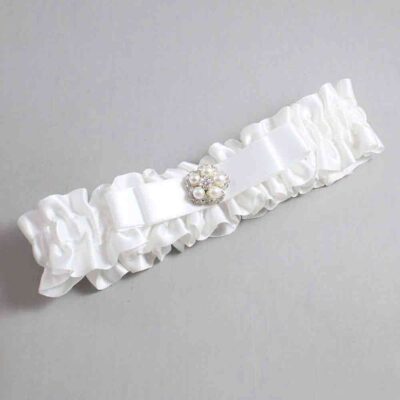 White Satin Wedding Garter / White Wedding Garters / Wedding Garter / Custom Wedding Garter / Bridal Garter / Prom Garter / Linda Joyce Couture / Personalized Garter / Personalized Wedding Garter / Personalized Prom Garter