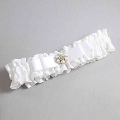 White Satin Wedding Garter / White Wedding Garters / Wedding Garter / Custom Wedding Garter / Bridal Garter / Prom Garter / Linda Joyce Couture / Personalized Garter / Personalized Wedding Garter / Personalized Prom Garter