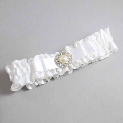 White Satin Wedding Garter / White Wedding Garters / Wedding Garter / Custom Wedding Garter / Bridal Garter / Prom Garter / Linda Joyce Couture / Personalized Garter / Personalized Wedding Garter / Personalized Prom Garter