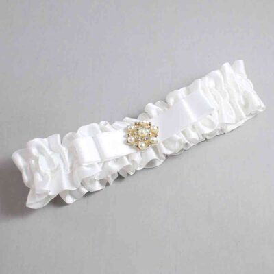 White Satin Wedding Garter / White Wedding Garters / Wedding Garter / Custom Wedding Garter / Bridal Garter / Prom Garter / Linda Joyce Couture / Personalized Garter / Personalized Wedding Garter / Personalized Prom Garter