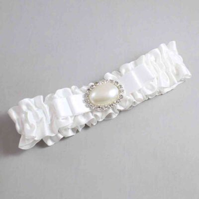White Satin Wedding Garter / White Wedding Garters / Wedding Garter / Custom Wedding Garter / Bridal Garter / Prom Garter / Linda Joyce Couture / Personalized Garter / Personalized Wedding Garter / Personalized Prom Garter