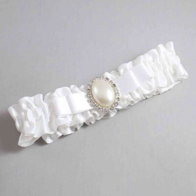 White Satin Wedding Garter / White Wedding Garters / Wedding Garter / Custom Wedding Garter / Bridal Garter / Prom Garter / Linda Joyce Couture / Personalized Garter / Personalized Wedding Garter / Personalized Prom Garter