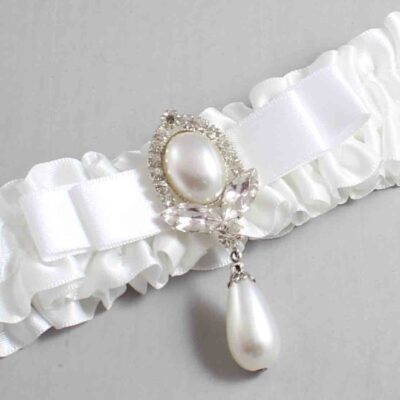 White Satin Wedding Garter / White Wedding Garters / Wedding Garter / Custom Wedding Garter / Bridal Garter / Prom Garter / Linda Joyce Couture / Personalized Garter / Personalized Wedding Garter / Personalized Prom Garter
