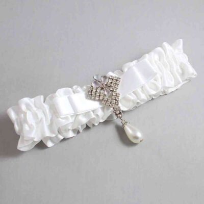 White Satin Wedding Garter / White Wedding Garters / Wedding Garter / Custom Wedding Garter / Bridal Garter / Prom Garter / Linda Joyce Couture / Personalized Garter / Personalized Wedding Garter / Personalized Prom Garter