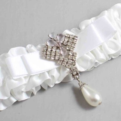 White Satin Wedding Garter / White Wedding Garters / Wedding Garter / Custom Wedding Garter / Bridal Garter / Prom Garter / Linda Joyce Couture / Personalized Garter / Personalized Wedding Garter / Personalized Prom Garter