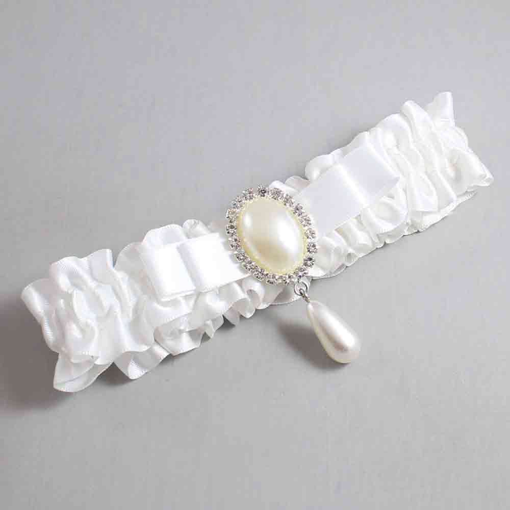 White Satin Wedding Garter / White Wedding Garters / Wedding Garter / Custom Wedding Garter / Bridal Garter / Prom Garter / Linda Joyce Couture / Personalized Garter / Personalized Wedding Garter / Personalized Prom Garter