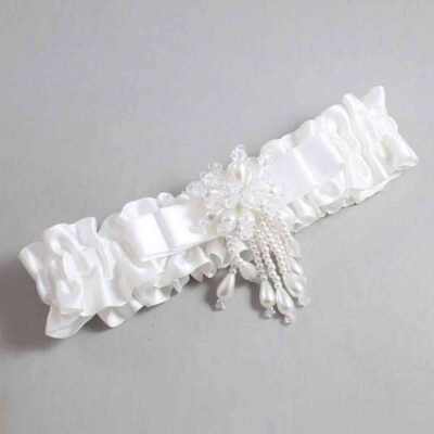 White Satin Wedding Garter / White Wedding Garters / Wedding Garter / Custom Wedding Garter / Bridal Garter / Prom Garter / Linda Joyce Couture / Personalized Garter / Personalized Wedding Garter / Personalized Prom Garter