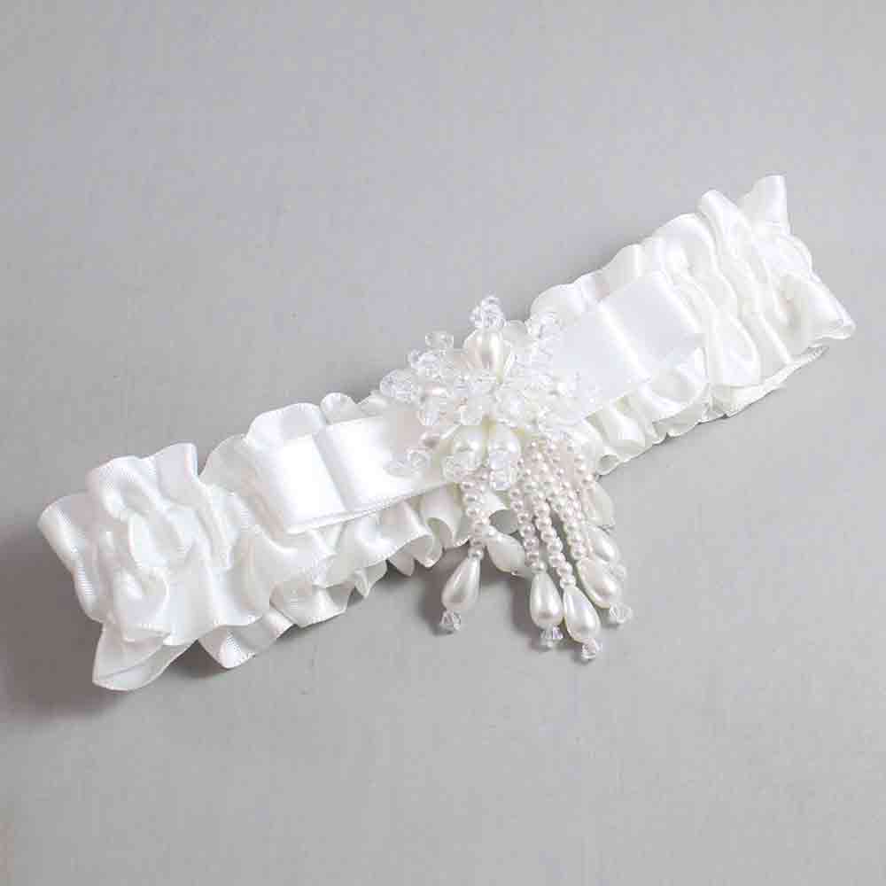 White Satin Wedding Garter / White Wedding Garters / Wedding Garter / Custom Wedding Garter / Bridal Garter / Prom Garter / Linda Joyce Couture / Personalized Garter / Personalized Wedding Garter / Personalized Prom Garter