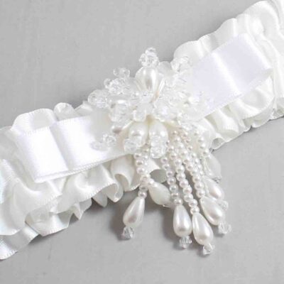 White Satin Wedding Garter / White Wedding Garters / Wedding Garter / Custom Wedding Garter / Bridal Garter / Prom Garter / Linda Joyce Couture / Personalized Garter / Personalized Wedding Garter / Personalized Prom Garter
