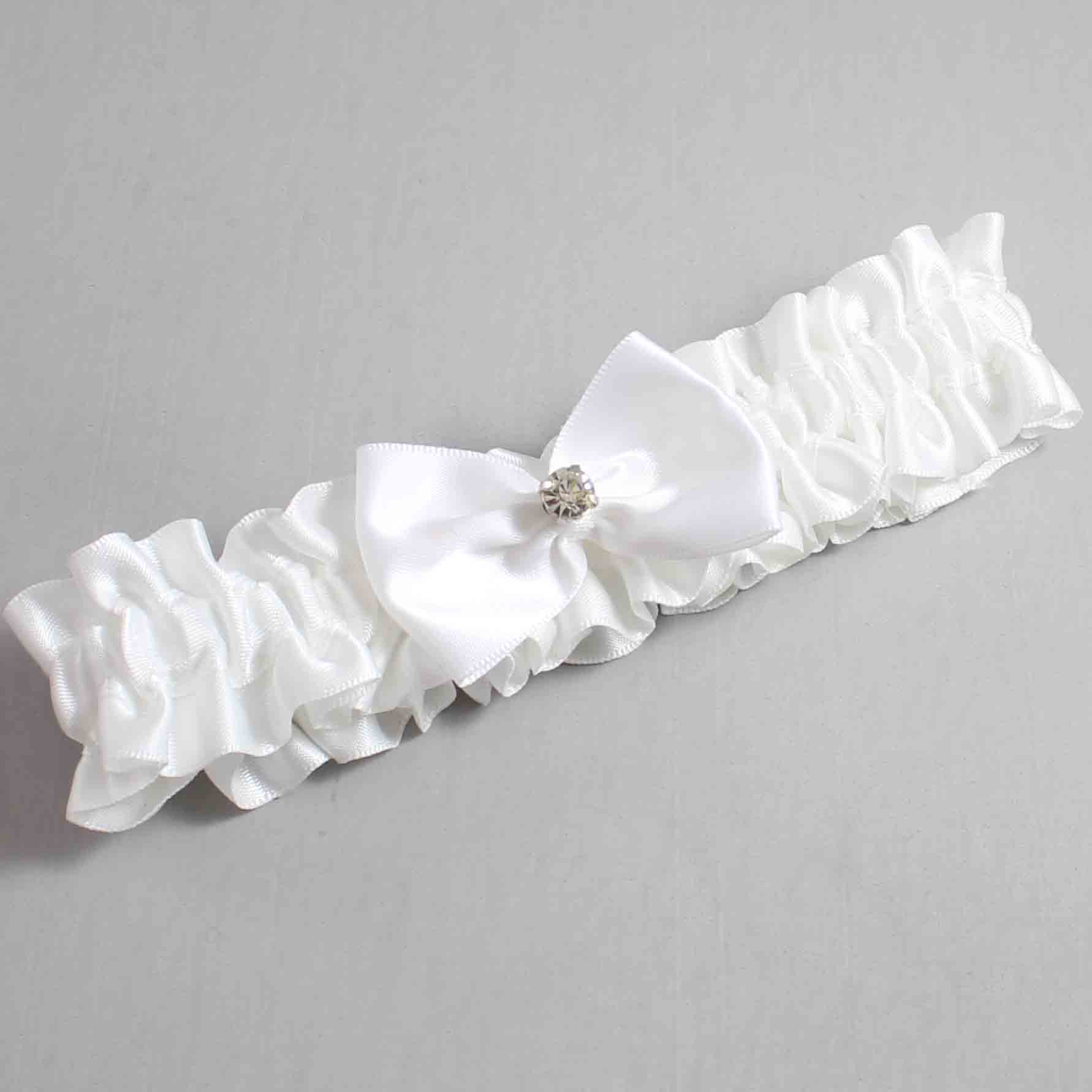 White Satin Wedding Garter / White Wedding Garters / Wedding Garter / Custom Wedding Garter / Bridal Garter / Prom Garter / Linda Joyce Couture / Personalized Garter / Personalized Wedding Garter / Personalized Prom Garter