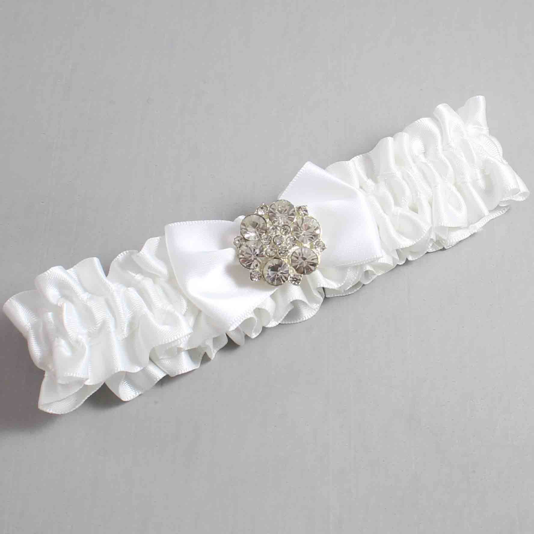 White Satin Wedding Garter / White Wedding Garters / Wedding Garter / Custom Wedding Garter / Bridal Garter / Prom Garter / Linda Joyce Couture / Personalized Garter / Personalized Wedding Garter / Personalized Prom Garter