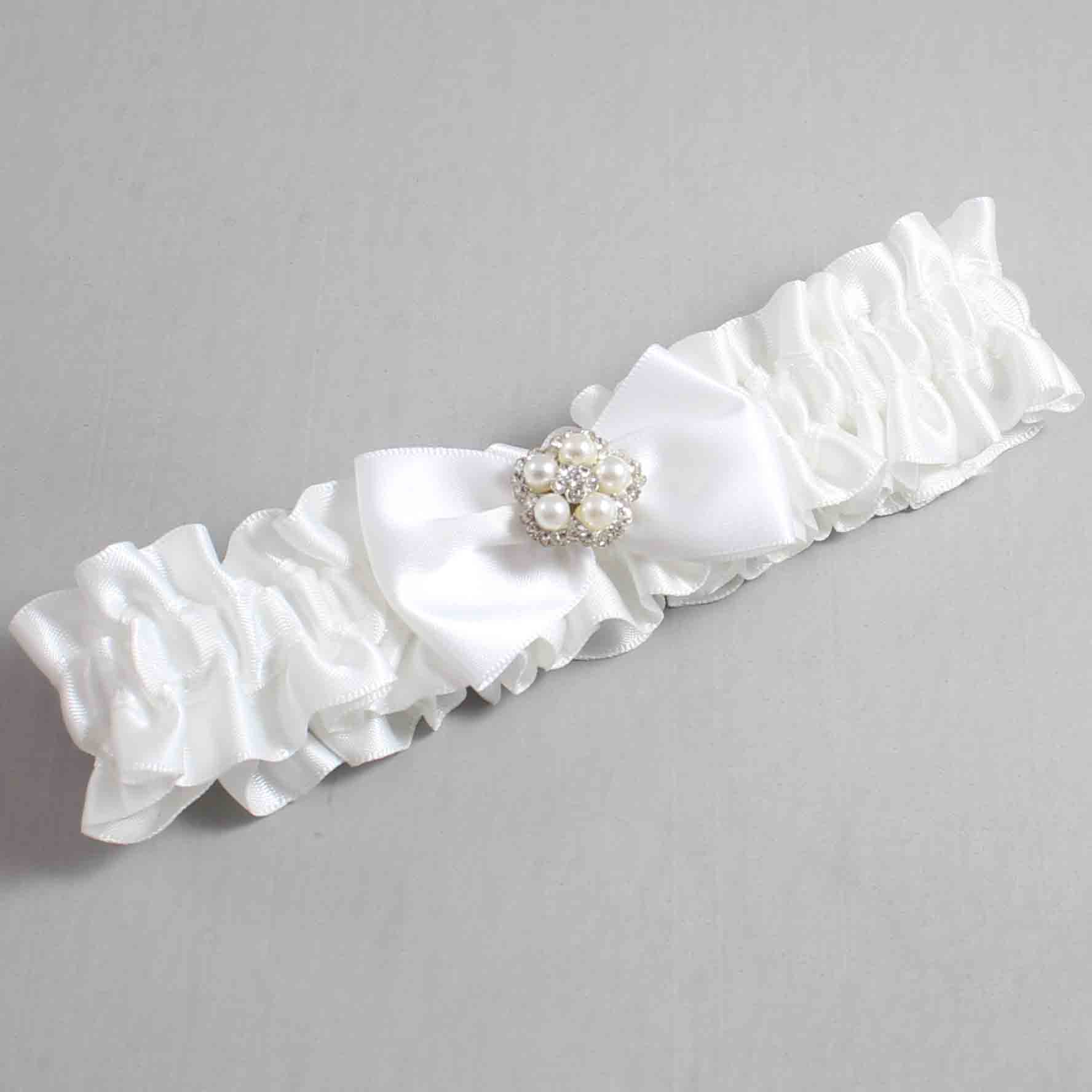 White Satin Wedding Garter / White Wedding Garters / Wedding Garter / Custom Wedding Garter / Bridal Garter / Prom Garter / Linda Joyce Couture / Personalized Garter / Personalized Wedding Garter / Personalized Prom Garter