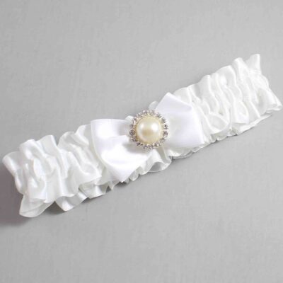 White Satin Wedding Garter / White Wedding Garters / Wedding Garter / Custom Wedding Garter / Bridal Garter / Prom Garter / Linda Joyce Couture / Personalized Garter / Personalized Wedding Garter / Personalized Prom Garter