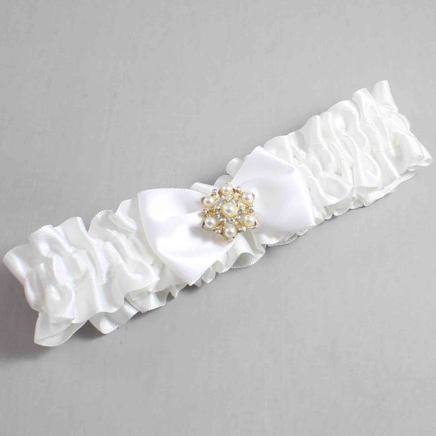White Satin Wedding Garter / White Wedding Garters / Wedding Garter / Custom Wedding Garter / Bridal Garter / Prom Garter / Linda Joyce Couture / Personalized Garter / Personalized Wedding Garter / Personalized Prom Garter