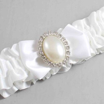White Satin Wedding Garter / White Wedding Garters / Wedding Garter / Custom Wedding Garter / Bridal Garter / Prom Garter / Linda Joyce Couture / Personalized Garter / Personalized Wedding Garter / Personalized Prom Garter