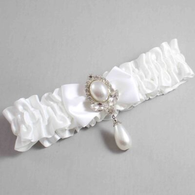 White Satin Wedding Garter / White Wedding Garters / Wedding Garter / Custom Wedding Garter / Bridal Garter / Prom Garter / Linda Joyce Couture / Personalized Garter / Personalized Wedding Garter / Personalized Prom Garter