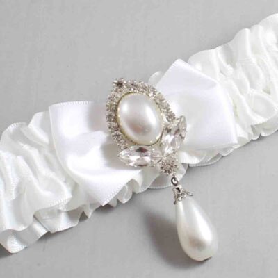 White Satin Wedding Garter / White Wedding Garters / Wedding Garter / Custom Wedding Garter / Bridal Garter / Prom Garter / Linda Joyce Couture / Personalized Garter / Personalized Wedding Garter / Personalized Prom Garter