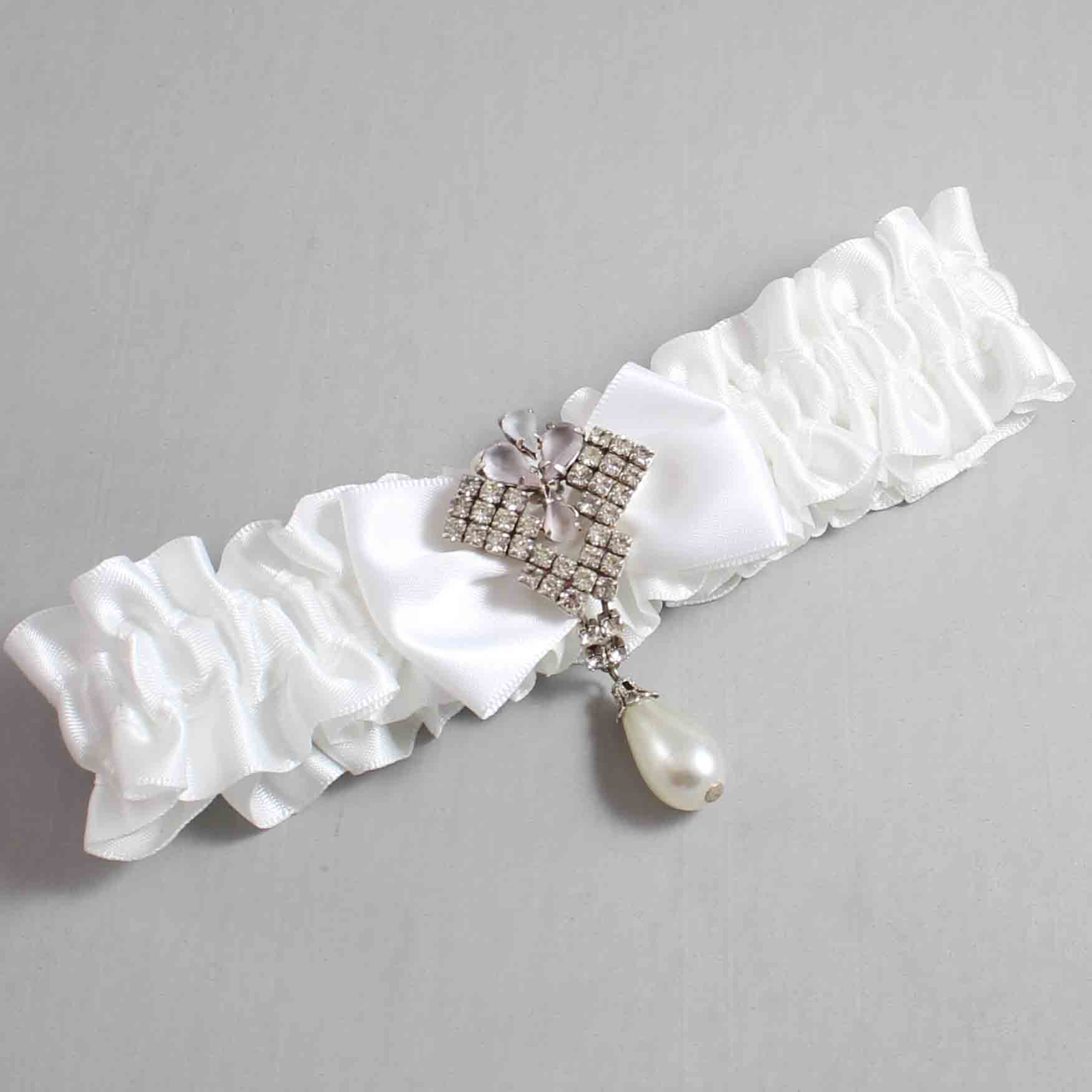 White Satin Wedding Garter / White Wedding Garters / Wedding Garter / Custom Wedding Garter / Bridal Garter / Prom Garter / Linda Joyce Couture / Personalized Garter / Personalized Wedding Garter / Personalized Prom Garter