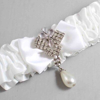 White Satin Wedding Garter / White Wedding Garters / Wedding Garter / Custom Wedding Garter / Bridal Garter / Prom Garter / Linda Joyce Couture / Personalized Garter / Personalized Wedding Garter / Personalized Prom Garter