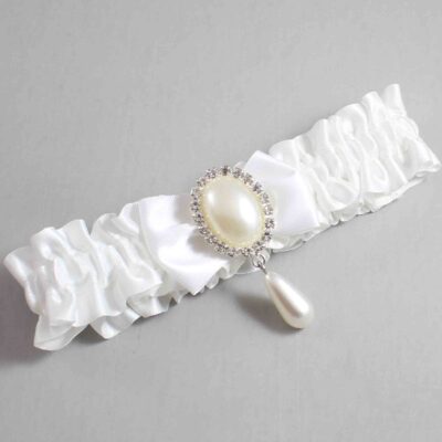 White Satin Wedding Garter / White Wedding Garters / Wedding Garter / Custom Wedding Garter / Bridal Garter / Prom Garter / Linda Joyce Couture / Personalized Garter / Personalized Wedding Garter / Personalized Prom Garter