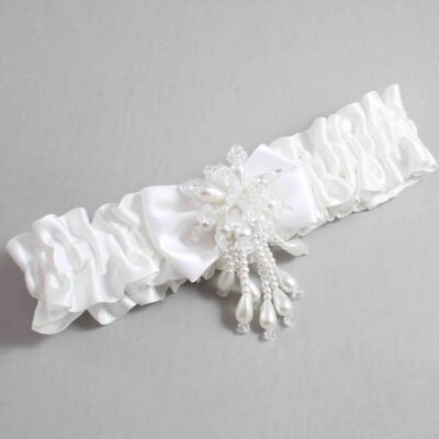 White Satin Wedding Garter / White Wedding Garters / Wedding Garter / Custom Wedding Garter / Bridal Garter / Prom Garter / Linda Joyce Couture / Personalized Garter / Personalized Wedding Garter / Personalized Prom Garter