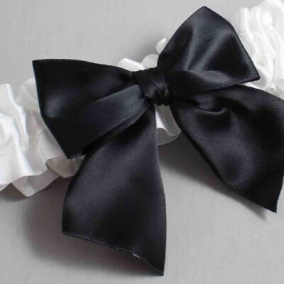 White Satin Wedding Garter / White and Black Wedding Garters / Wedding Garter / Custom Wedding Garter / Bridal Garter / Prom Garter / Linda Joyce Couture / Personalized Garter / Personalized Wedding Garter / Personalized Prom Garter