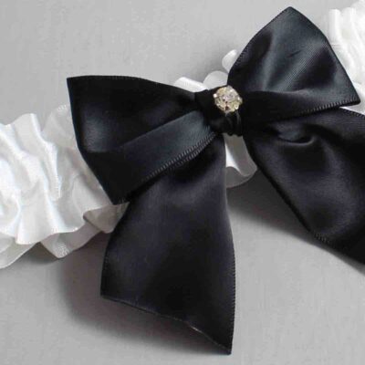 White Satin Wedding Garter / White and Black Wedding Garters / Wedding Garter / Custom Wedding Garter / Bridal Garter / Prom Garter / Linda Joyce Couture / Personalized Garter / Personalized Wedding Garter / Personalized Prom Garter