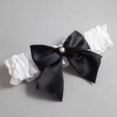 White Satin Wedding Garter / White and Black Wedding Garters / Wedding Garter / Custom Wedding Garter / Bridal Garter / Prom Garter / Linda Joyce Couture / Personalized Garter / Personalized Wedding Garter / Personalized Prom Garter