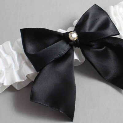 White Satin Wedding Garter / White and Black Wedding Garters / Wedding Garter / Custom Wedding Garter / Bridal Garter / Prom Garter / Linda Joyce Couture / Personalized Garter / Personalized Wedding Garter / Personalized Prom Garter