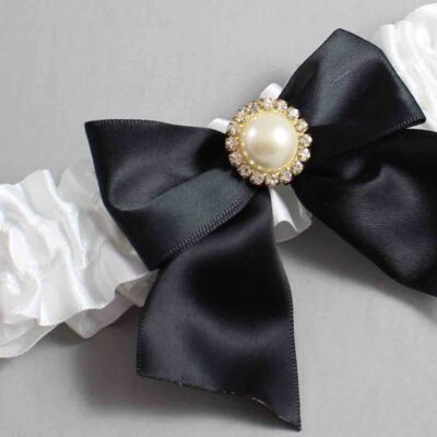 White Satin Wedding Garter / White and Black Wedding Garters / Wedding Garter / Custom Wedding Garter / Bridal Garter / Prom Garter / Linda Joyce Couture / Personalized Garter / Personalized Wedding Garter / Personalized Prom Garter
