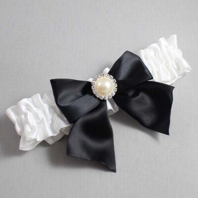 White Satin Wedding Garter / White and Black Wedding Garters / Wedding Garter / Custom Wedding Garter / Bridal Garter / Prom Garter / Linda Joyce Couture / Personalized Garter / Personalized Wedding Garter / Personalized Prom Garter