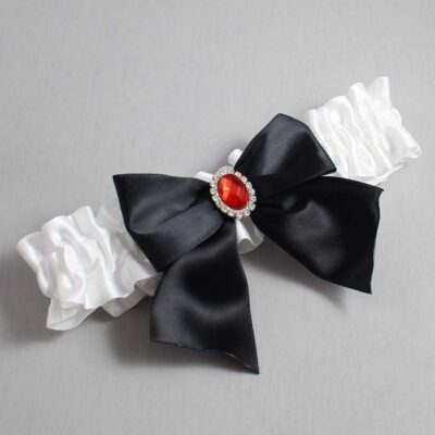 White Satin Wedding Garter / White and Black Wedding Garters / Wedding Garter / Custom Wedding Garter / Bridal Garter / Prom Garter / Linda Joyce Couture / Personalized Garter / Personalized Wedding Garter / Personalized Prom Garter
