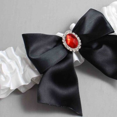 White Satin Wedding Garter / White and Black Wedding Garters / Wedding Garter / Custom Wedding Garter / Bridal Garter / Prom Garter / Linda Joyce Couture / Personalized Garter / Personalized Wedding Garter / Personalized Prom Garter