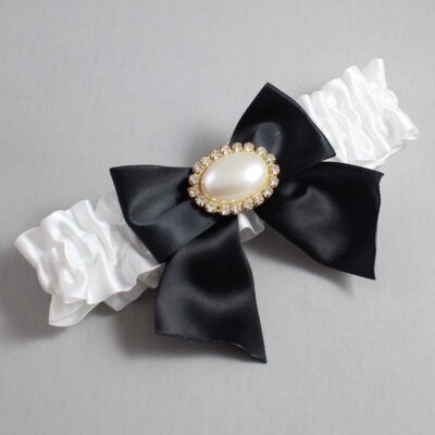 White Satin Wedding Garter / White and Black Wedding Garters / Wedding Garter / Custom Wedding Garter / Bridal Garter / Prom Garter / Linda Joyce Couture / Personalized Garter / Personalized Wedding Garter / Personalized Prom Garter