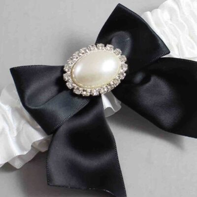 White Satin Wedding Garter / White and Black Wedding Garters / Wedding Garter / Custom Wedding Garter / Bridal Garter / Prom Garter / Linda Joyce Couture / Personalized Garter / Personalized Wedding Garter / Personalized Prom Garter