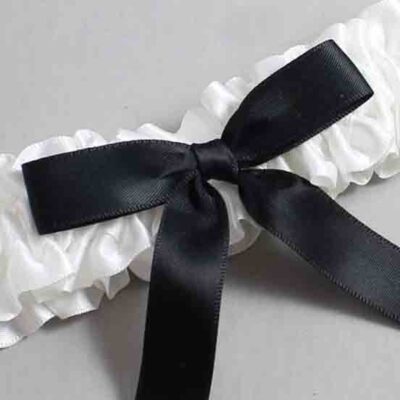 White and Black Satin Wedding Garter / White Wedding Garters / Wedding Garter / Custom Wedding Garter / Bridal Garter / Prom Garter / Linda Joyce Couture / Personalized Garter / Personalized Wedding Garter / Personalized Prom Garter