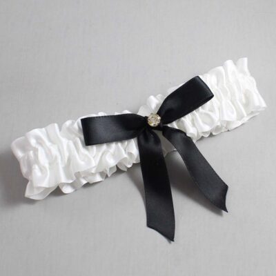 White and Black Satin Wedding Garter / White Wedding Garters / Wedding Garter / Custom Wedding Garter / Bridal Garter / Prom Garter / Linda Joyce Couture / Personalized Garter / Personalized Wedding Garter / Personalized Prom Garter