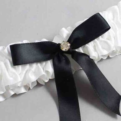 White and Black Satin Wedding Garter / White Wedding Garters / Wedding Garter / Custom Wedding Garter / Bridal Garter / Prom Garter / Linda Joyce Couture / Personalized Garter / Personalized Wedding Garter / Personalized Prom Garter