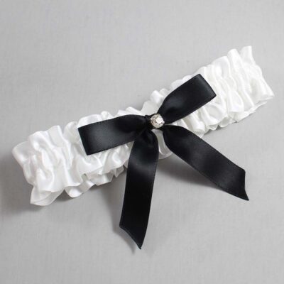 White and Black Satin Wedding Garter / White Wedding Garters / Wedding Garter / Custom Wedding Garter / Bridal Garter / Prom Garter / Linda Joyce Couture / Personalized Garter / Personalized Wedding Garter / Personalized Prom Garter