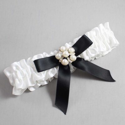 White and Black Satin Wedding Garter / White Wedding Garters / Wedding Garter / Custom Wedding Garter / Bridal Garter / Prom Garter / Linda Joyce Couture / Personalized Garter / Personalized Wedding Garter / Personalized Prom Garter