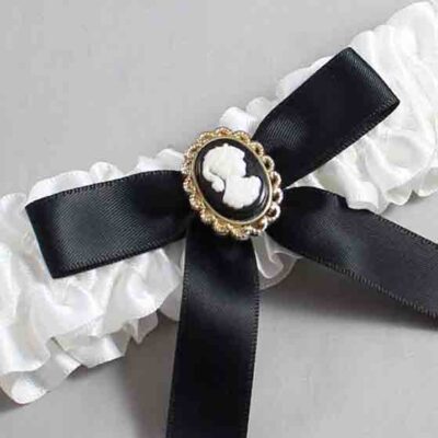 White and Black Satin Wedding Garter / White Wedding Garters / Wedding Garter / Custom Wedding Garter / Bridal Garter / Prom Garter / Linda Joyce Couture / Personalized Garter / Personalized Wedding Garter / Personalized Prom Garter