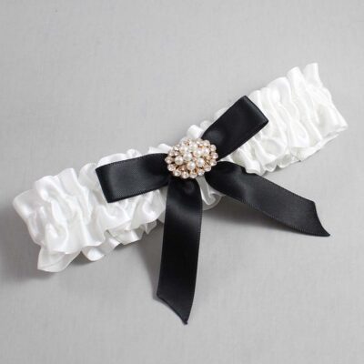 White and Black Satin Wedding Garter / White Wedding Garters / Wedding Garter / Custom Wedding Garter / Bridal Garter / Prom Garter / Linda Joyce Couture / Personalized Garter / Personalized Wedding Garter / Personalized Prom Garter