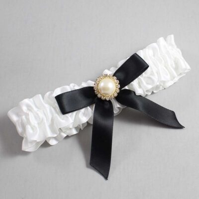 White and Black Satin Wedding Garter / White Wedding Garters / Wedding Garter / Custom Wedding Garter / Bridal Garter / Prom Garter / Linda Joyce Couture / Personalized Garter / Personalized Wedding Garter / Personalized Prom Garter