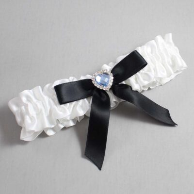 White and Black Satin Wedding Garter / White Wedding Garters / Wedding Garter / Custom Wedding Garter / Bridal Garter / Prom Garter / Linda Joyce Couture / Personalized Garter / Personalized Wedding Garter / Personalized Prom Garter